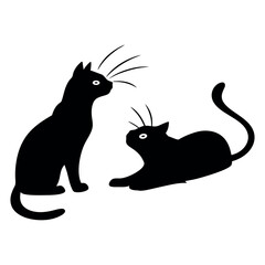 Cute Pet Cats in Silhouette – Vector Design.