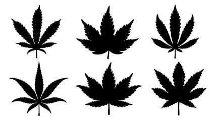 set of marijuana silhouette