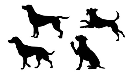set of dog different pose silhouette vector