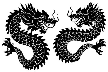 Traditional Chinese Dragon Silhouette