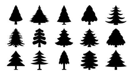 Obraz premium set of xmas tree silhouette vector on tranparent background