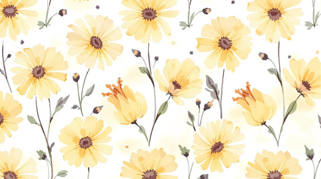 seamless pattern with yellow flowers