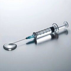 Transparent Disposable Medical Syringe with Needle and Measurement Markings on White Background for Injection and Clinical Use