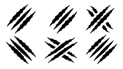 set of black claws scratches animals silhouette