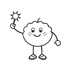 Happy Cloud Character Holding Sparkler