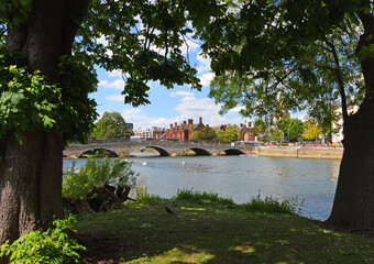 The river Ouse and Bedford town bridge 