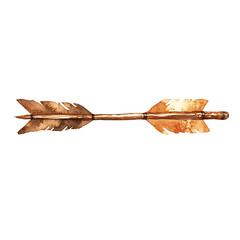 Artistic Arrow with Hand Painted Texture in Warm Ca Isolated on Transparent Background