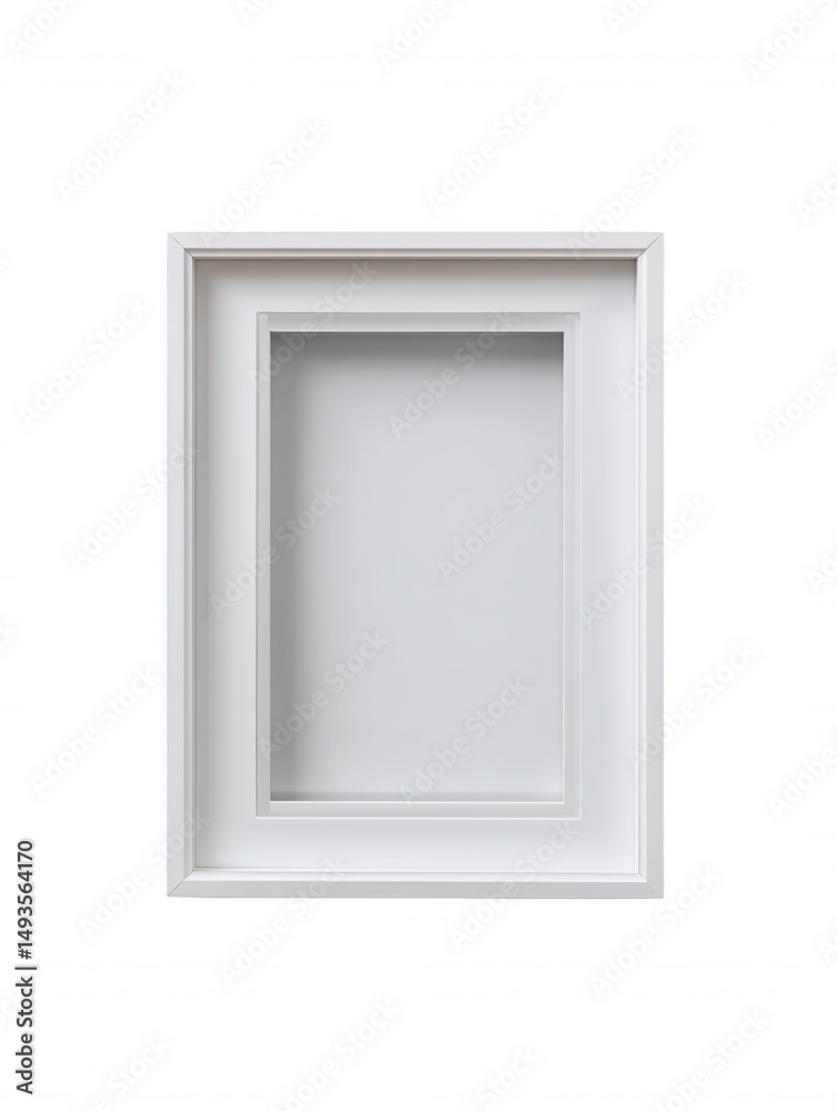 Poster a clean white rectangular frame with a recessed inner border casts a subtle shadow creating depth ag
