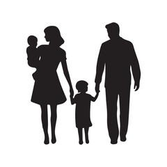 family silhouette vector art illustration