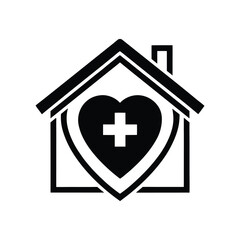 Obraz premium Home care icon silhouette vector art illustration