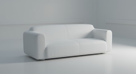 Minimalist Cloud White Sofa in a Sterile Hospital Waiting Room Creates Calm Ambiance with Clean Lines and Simple Aesthetic Design for Modern Serene Interior