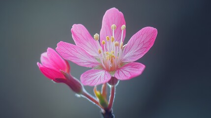 A close-up picture showing the pink sakura (cherry) blossom flower.
