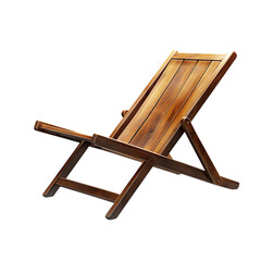 Minimalist Foldable Wooden Beach Chair with a Sleek Isolated on Transparent Background