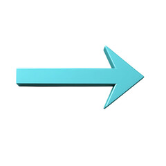 Modern Arrow with Smooth Transitions in Aquamarine Isolated on Transparent Background