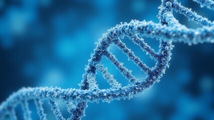 Microscopic blue DNA double helix image