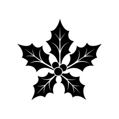 christmas holly leaves vector silhouette