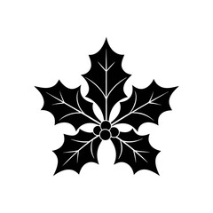christmas holly leaves vector silhouette