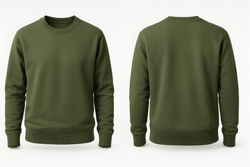 Solid Military Green Hoodie with Front and Back View – Realistic Mockup on White Background