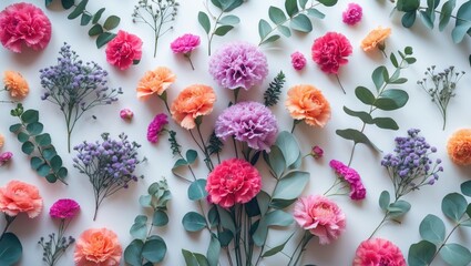 Variety of Colorful Flowers on Background