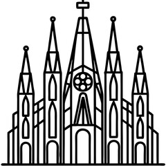 Gothic Cathedral Silhouette –Black Silhouette of Famous European Church
