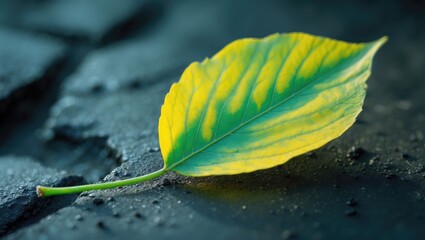 Elegant Close-Up View of a Colorful Yellowish Green Leaf