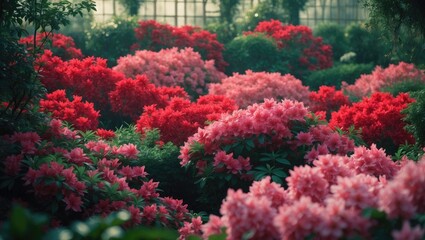 Blooming Azaleas Within the Garden