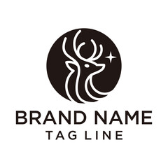 Elegant logo of a stylized deer head with antlers inside a circle and a star, perfect for outdoor, wildlife, or premium branding.