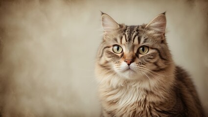 Obraz premium Portrait of a cute isolated cat with a vintage aesthetic