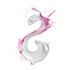 Fototapeta premium Vibrant Pink and White Milk Splash in Artistic Shape on Black Background on transparent background