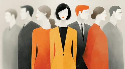Illustration of different people as work colleagues.
