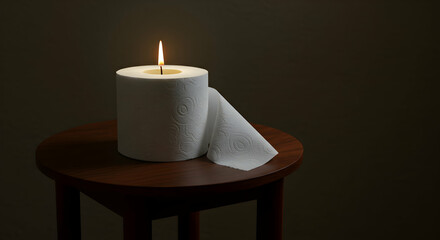 Candle shaped like toilet paper roll