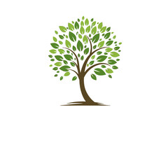 Tree with green leaves and brown trunk