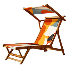 Contemporary Reclining Wooden Beach Chair with a Bo Isolated on Transparent Background