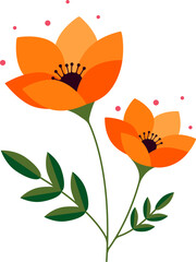 Illustration of a beautiful orange bouquet of flowers