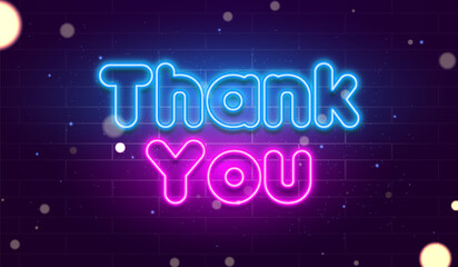 Obraz premium Thank you card with glowing neon style. Writing expresses gratitude, recognition, and appreciation and is perfect for business presentations