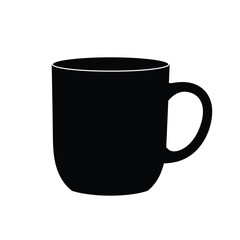 Simple plain ceramic mug with drink silhouette template. Modern minimal flat clip art vector illustration
