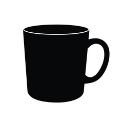 Simple plain ceramic mug with drink silhouette template. Modern minimal flat clip art vector illustration