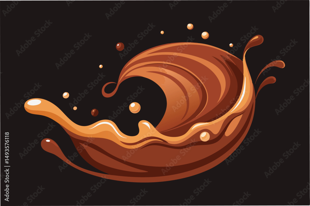 Fototapete vector illustration of a dynamic chocolate splash with flowing curves and droplets capturing the ess
