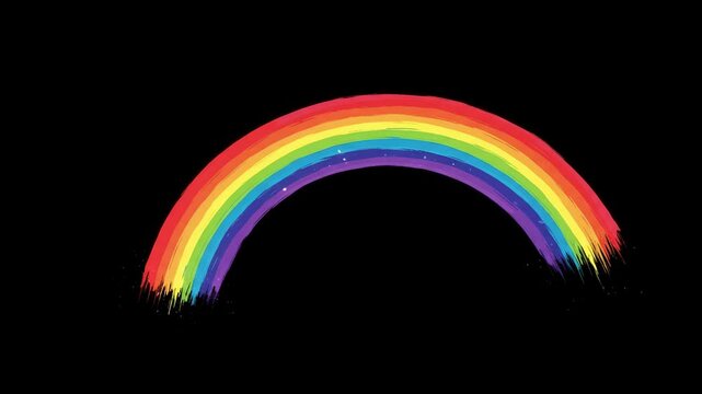 A cartoon rainbow on a black background appears and disappears