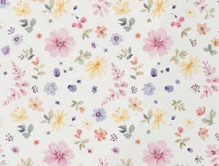 Seamless floral pattern watercolor, Colorful watercolor flowers background