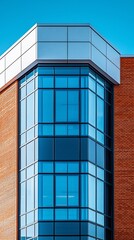 Obraz premium Modern building detail glass corner section against brick
