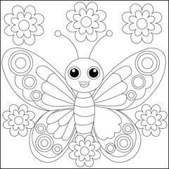 Cute butterfly coloring page for kids