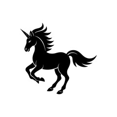 Unicorn running silhouette illustration