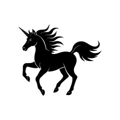 Unicorn running silhouette illustration