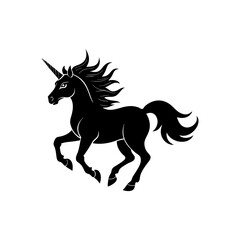 Unicorn running silhouette illustration