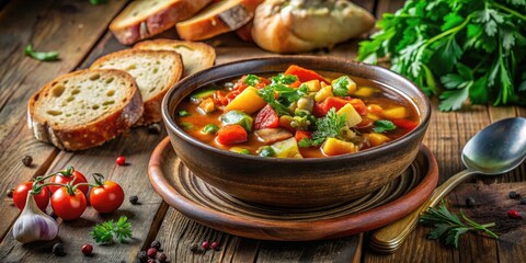Vintage Vegetable Stew Photo: Rustic Food Photography, Cozy Autumn Meal, Homemade Recipe