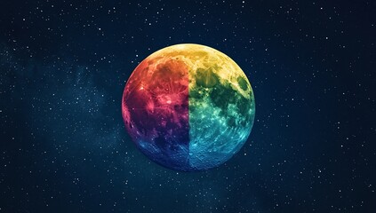 Rainbow Moon Night Sky.