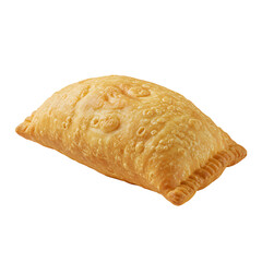 Side view of a single pastel de carne (Brazilian fried pastry), Isolated