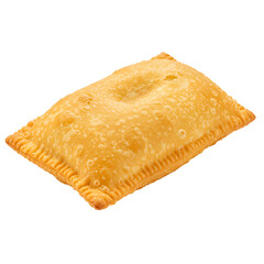 Side view of a single pastel de carne (Brazilian fried pastry), Isolated © creativestock