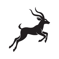 Antelope Jumping Wildly In Savannah Silhouette